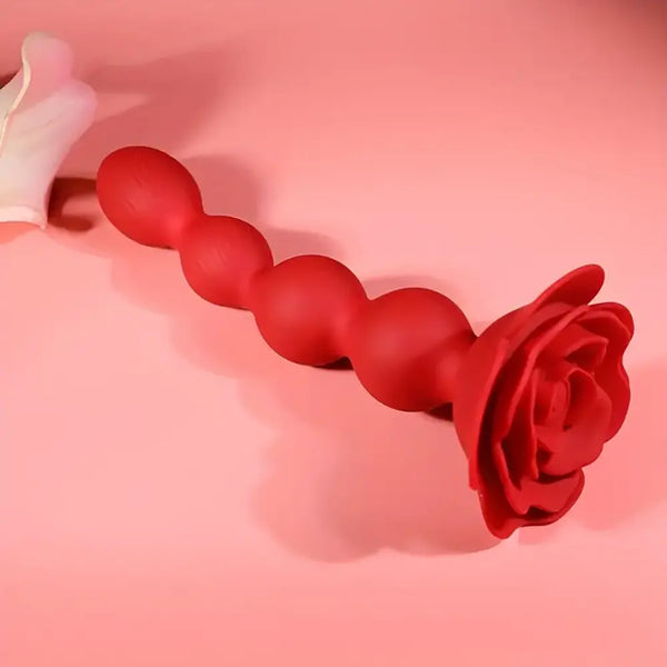 10 Rotating Twist Vibrating Graded Beads Rose Female Anal Vibrator