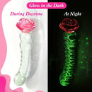 Glowing Rose Glass Dildo For G-Spot Stimulation Prostate Using