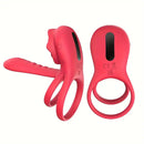 Vibrating Cock Ring With Rose Clitoral Stimulator For Female Sex