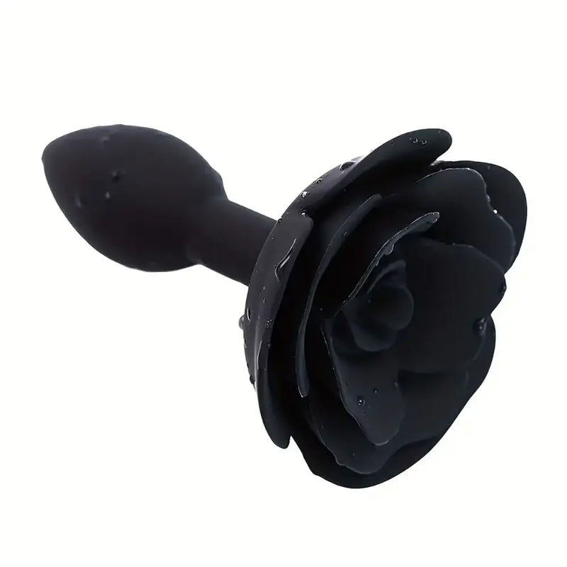 Detachable Waterproof Black Rose Silicone Butt Plug Adult Sex Toy