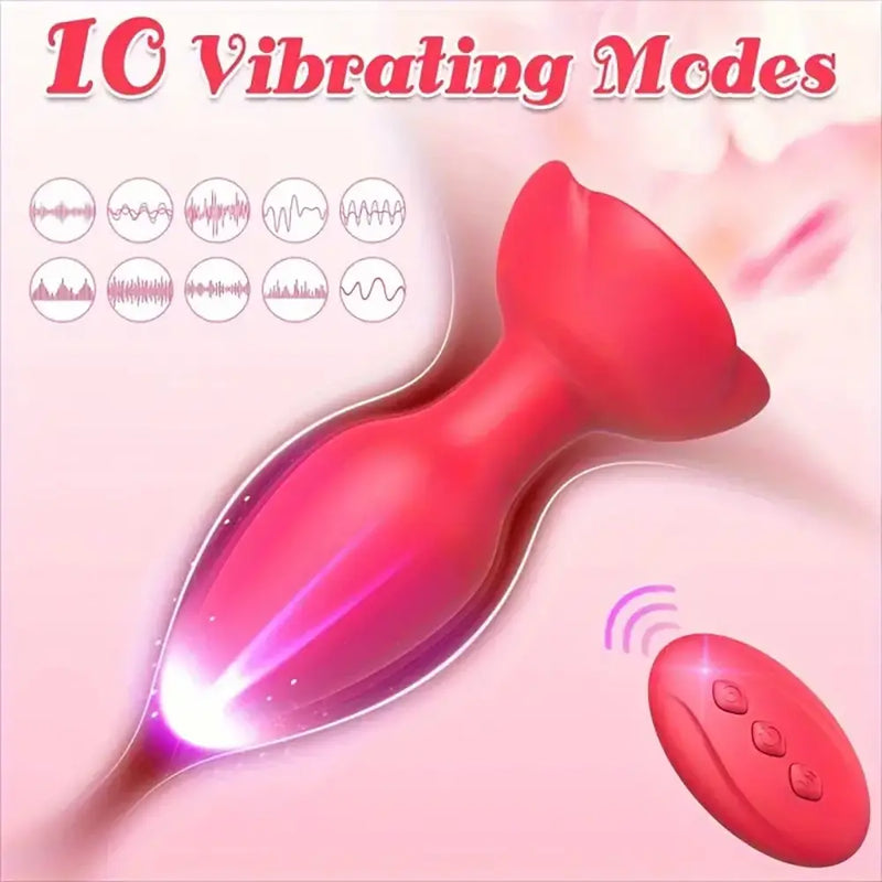 Remote Control Rose Vibrator Anal Plug With 10 Vibrating Modes