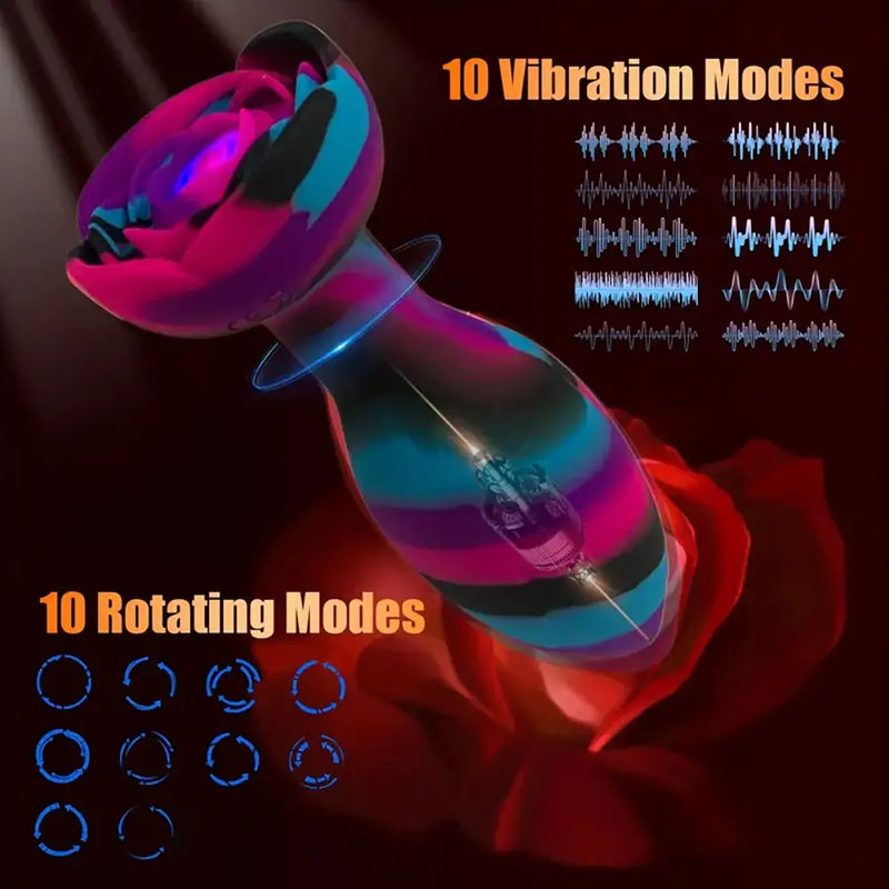 Remote Control Vibrating Rotation Rose Butt Plug Sex Toy For Love