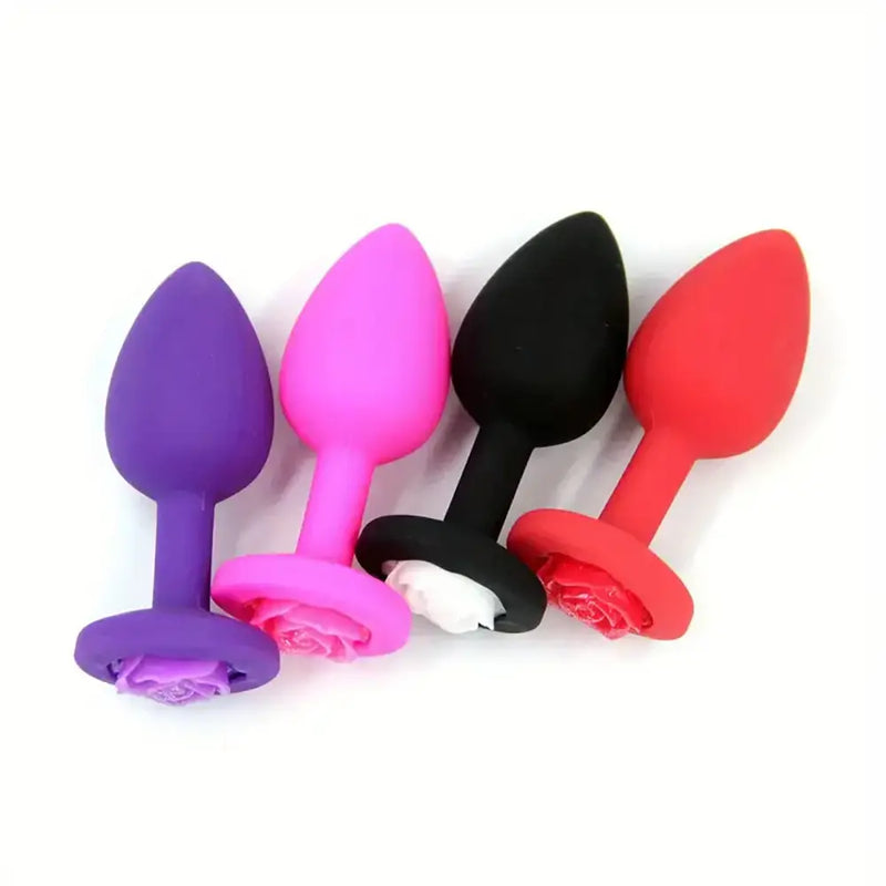 Small Soft Silicone Rose Anal Plug For Women Adult Anal Sex Toy