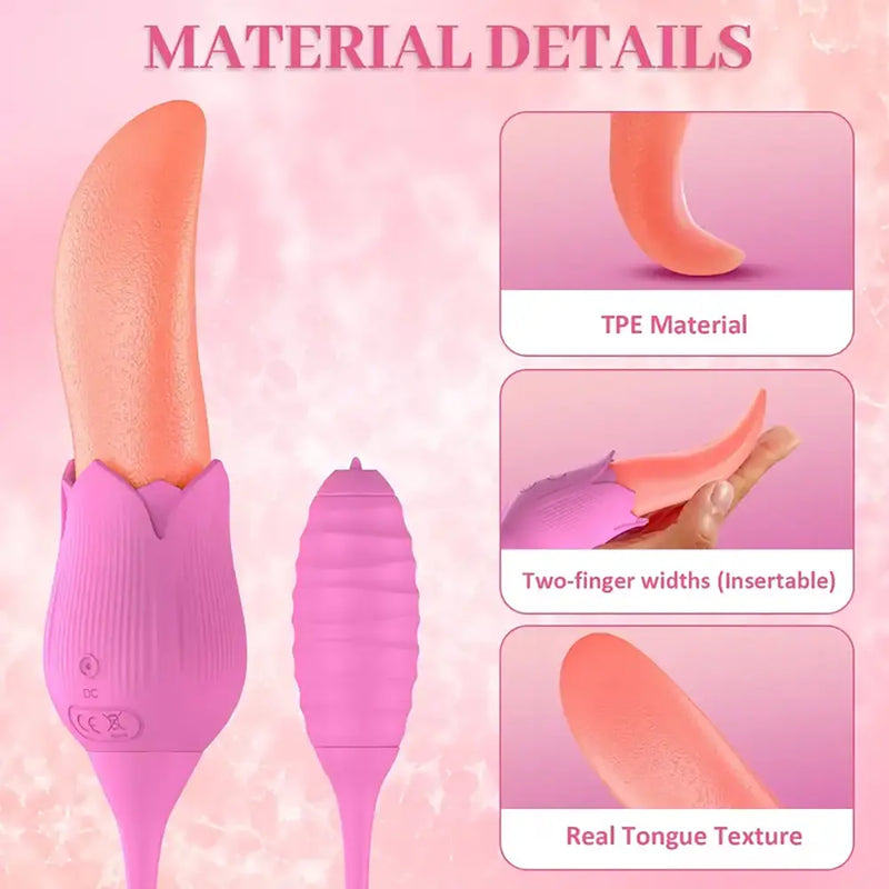 3In1 Women Rose Toy Clitoral Vibrator Tongue Licking Nipple Licker