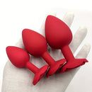 Solid Color Silicone Rose Shaped Base Silicone Anal Plug Love Toy