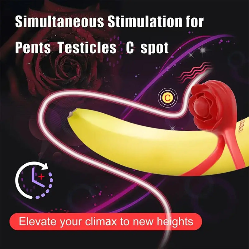 Rose Vibrating Penis Ring 10 Levels Intensity App Control Rose Sex Toy