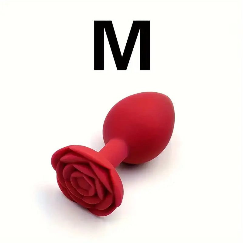 Solid Color Silicone Rose Shaped Base Silicone Anal Plug Love Toy