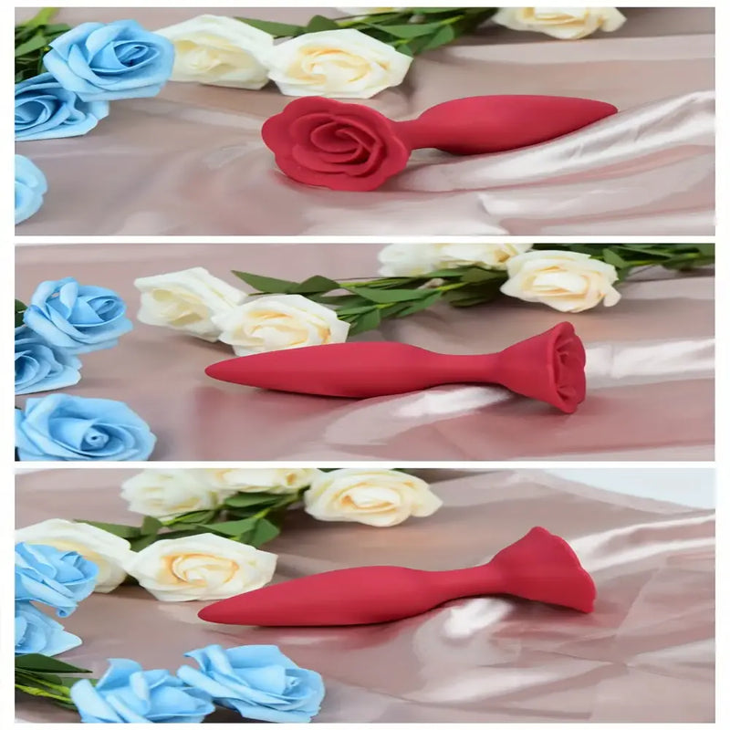 Rose Anal Plug Silicone Adult Sex Toy For Women Men Clit Orgasm