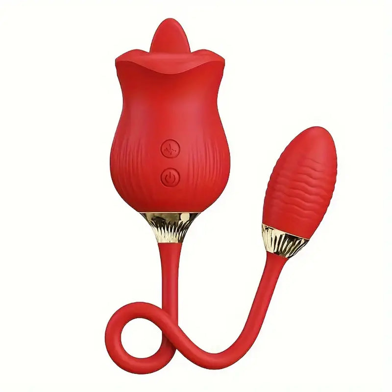 USB Powered 2-in-1 Clitoral Stimulator Licking Rose Vibrator For Sex