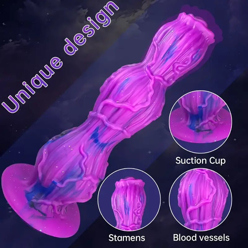 Soft Silicone Flower Rose Dragon Dual Knots Monster Dog Dildo