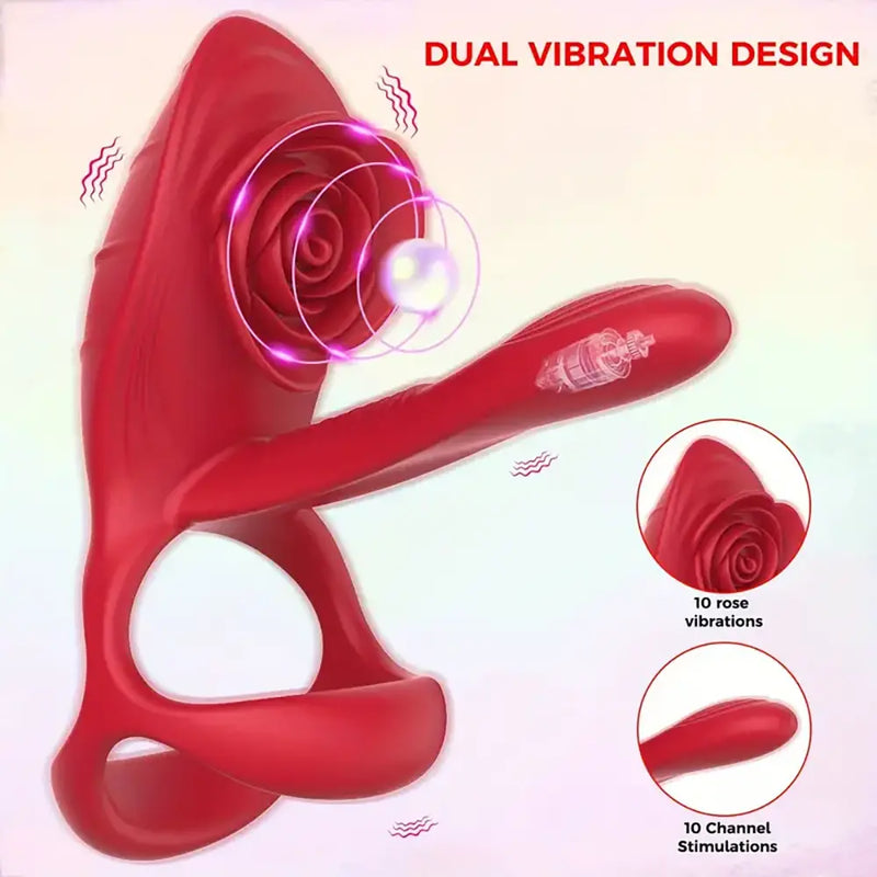 Vibrating Cock Ring Rose Clitoral Stimulator For Couples Sex Toy