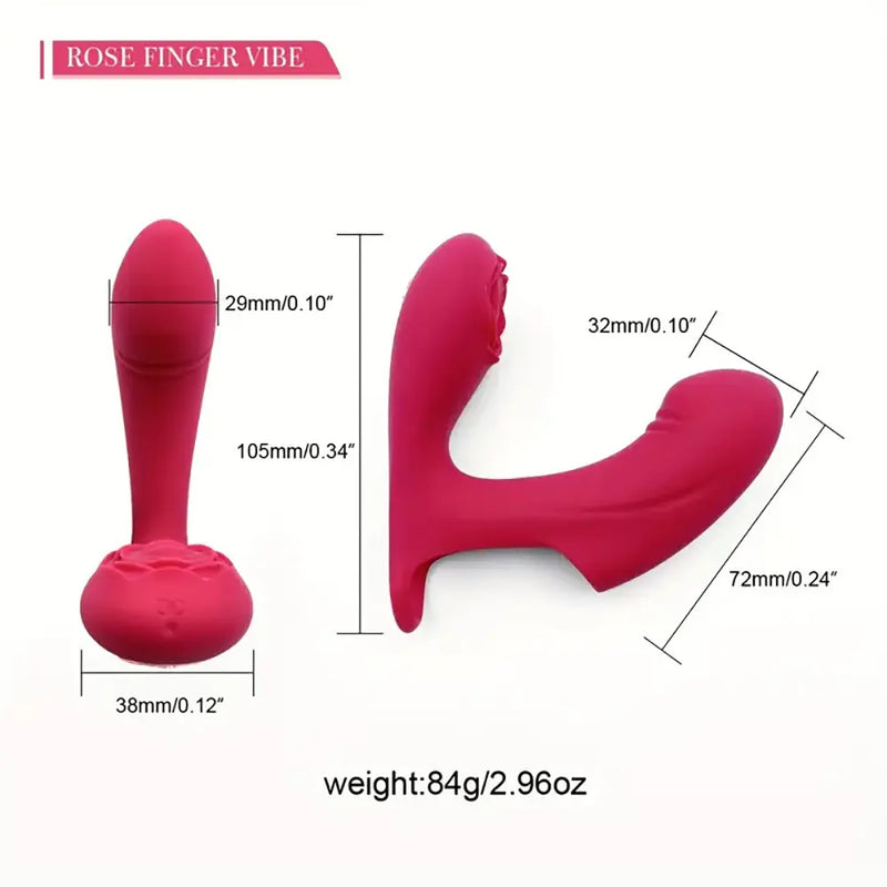 Unisex App-controlled Rose Real Silicone Finger Vibrating Sex Toy