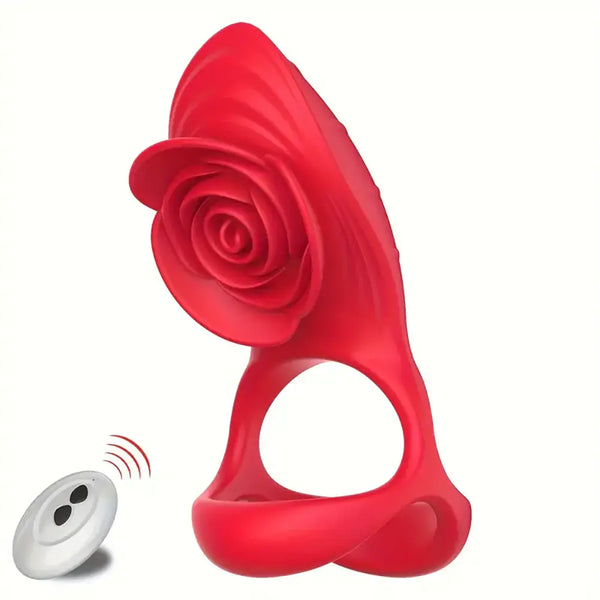 Remote Control Rose Vibrating Cock Ring Sex Toy For Couples Clit