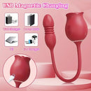 3-in-1 Rose Stimulator Women 10 Sucking Vibrating Thrusting Dildo