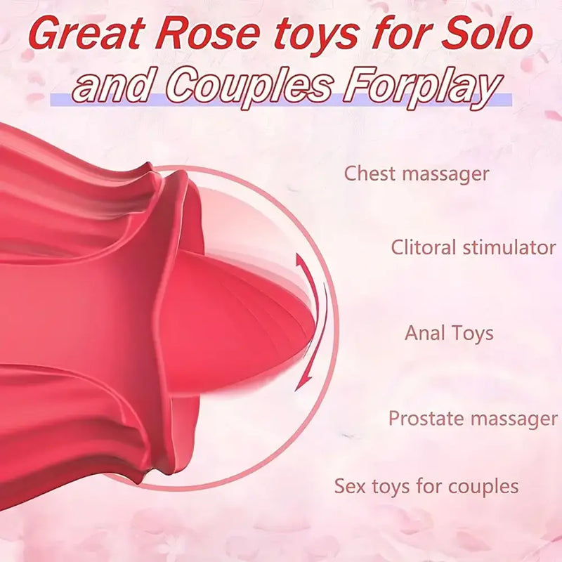 Upgraded Tongue Licking Vibrating Rose Toy For Women Clit Sucker