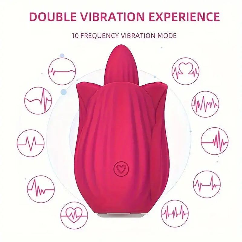 Rose Tongue Licking Vibrator For Women Vibrating Silicone Sex Toy