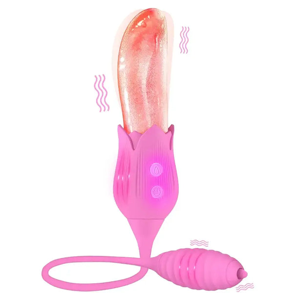 3In1 Women Rose Toy Clitoral Vibrator Tongue Licking Nipple Licker