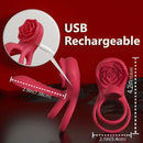 Vibrating Cock Ring With Rose Clitoral Stimulator For Female Sex