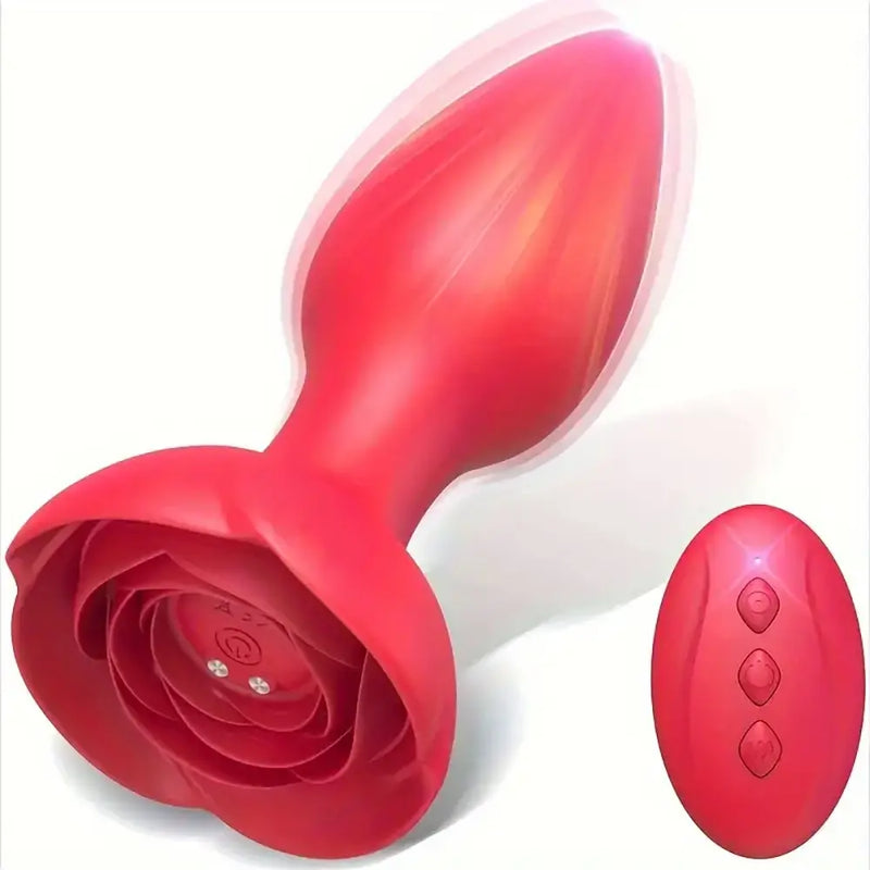 Remote Control Rose Vibrator Anal Plug With 10 Vibrating Modes