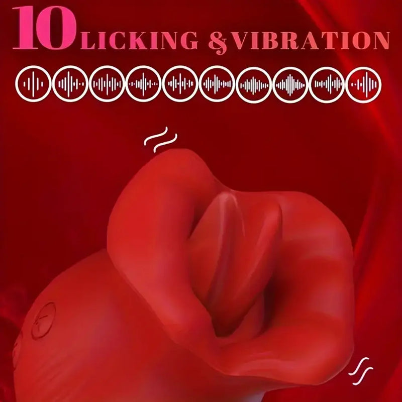 USB Powered 2-in-1 Clitoral Stimulator Licking Rose Vibrator For Sex