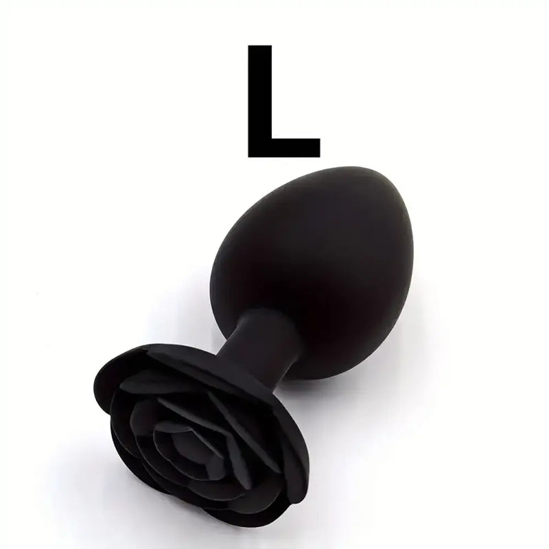 Solid Color Silicone Rose Shaped Base Silicone Anal Plug Love Toy