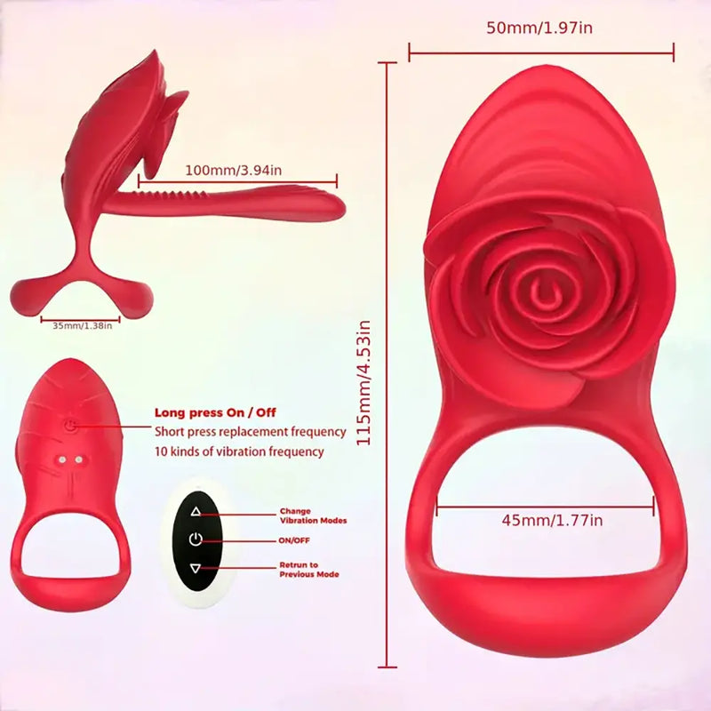 Vibrating Cock Ring Rose Clitoral Stimulator For Couples Sex Toy