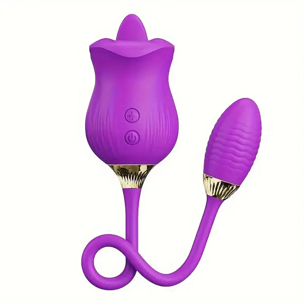 USB Powered 2-in-1 Clitoral Stimulator Licking Rose Vibrator For Sex