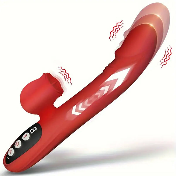 Silicone Telescopic Push Vibration Heating Tongue Lick Rose Vibrator