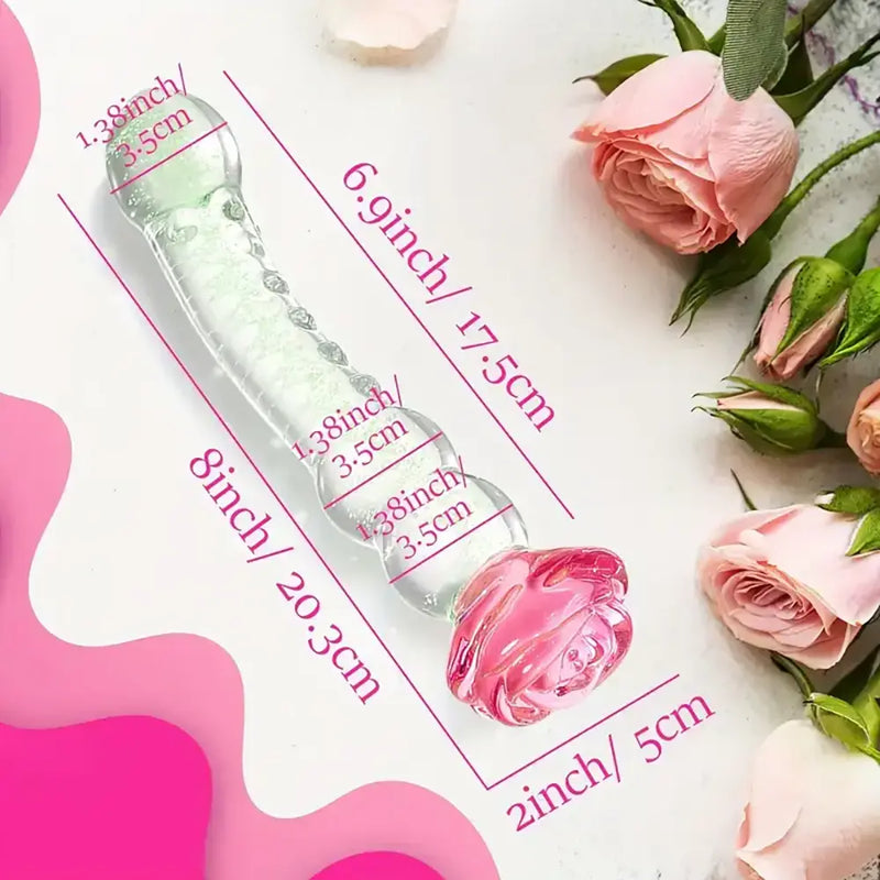 Glowing Rose Glass Dildo For G-Spot Stimulation Prostate Using