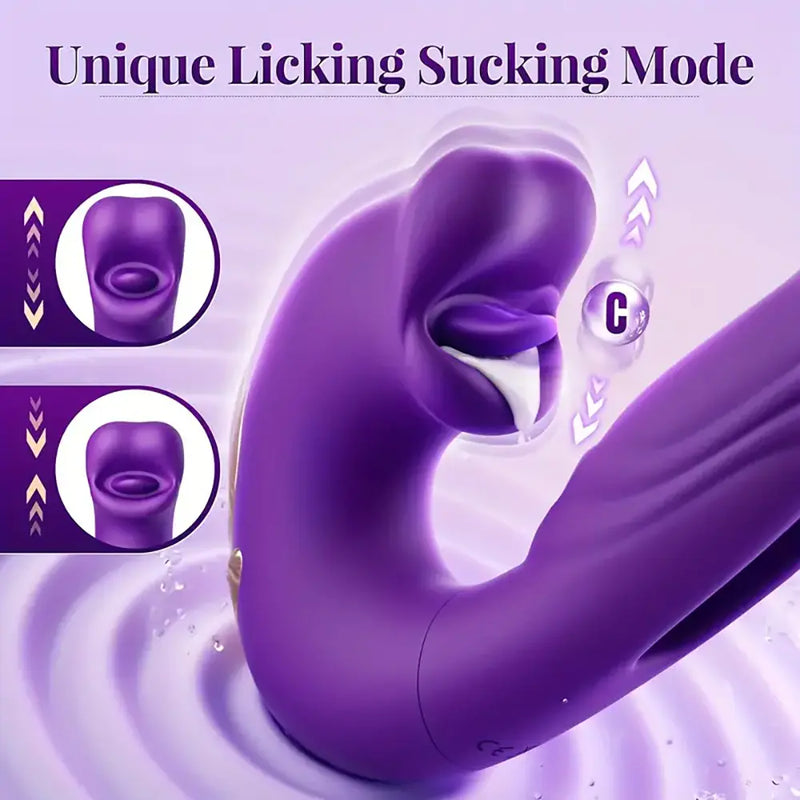 Thrusting Licking Rose Vibrator Women Clit Sex Toy With Tongue