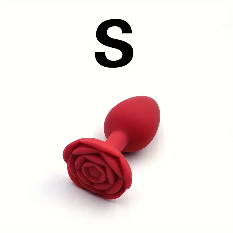 Solid Color Silicone Rose Shaped Base Silicone Anal Plug Love Toy