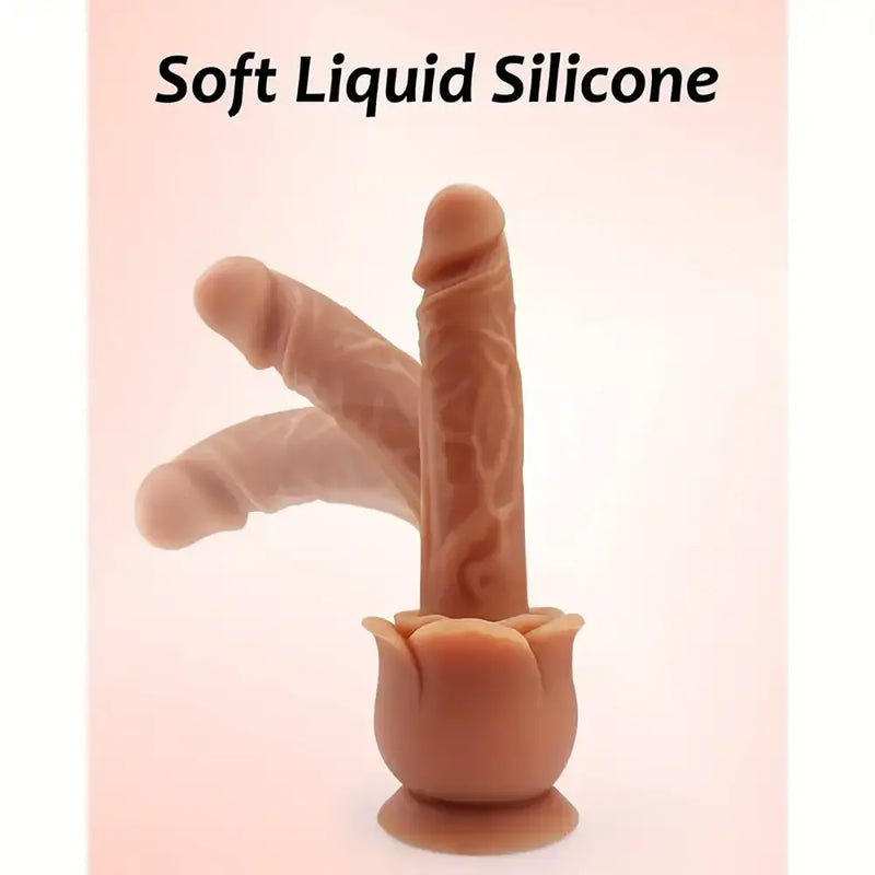 9.44 inch Rose Toy Dildo Body Safe Lifelike Suction Cup Rose Dildo