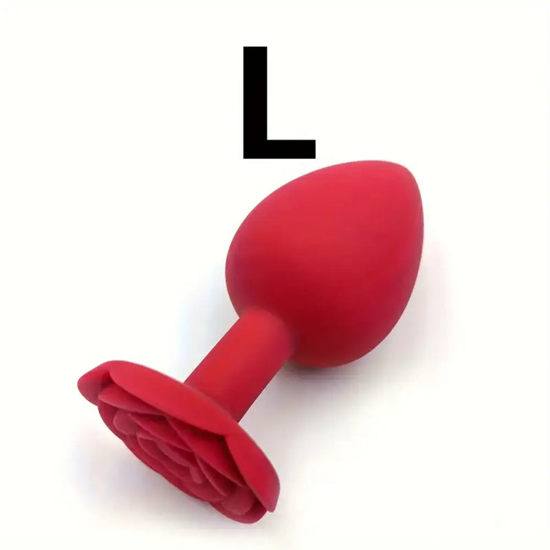 Solid Color Silicone Rose Shaped Base Silicone Anal Plug Love Toy