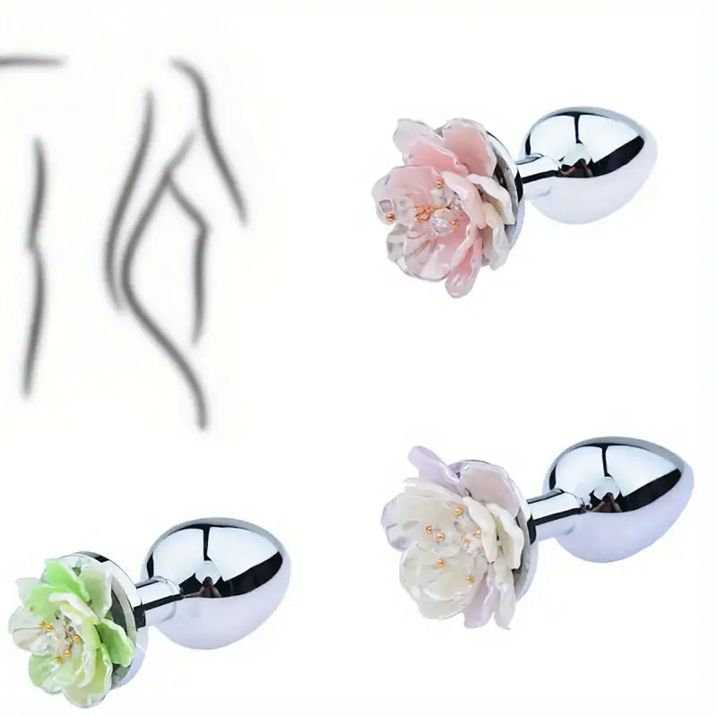 Metal Flower Rose Anal Plug For Women Men Sex Toy Love Butt Plug