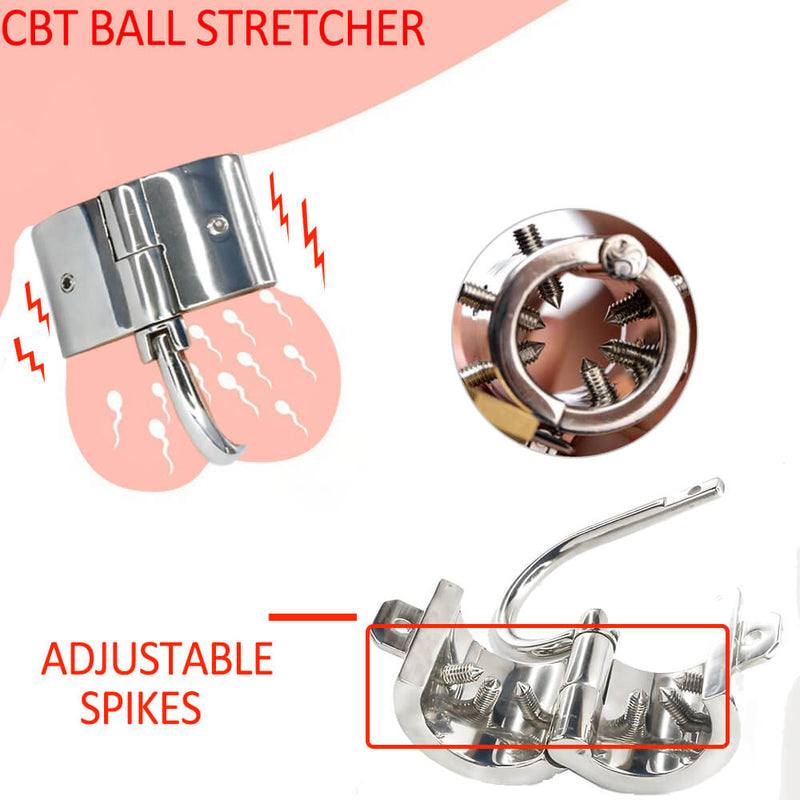 Stainless Steel metal pendant Ball Testicle Stretcher Penis Cock Ring Lock  Scrotum adult game CBT sex